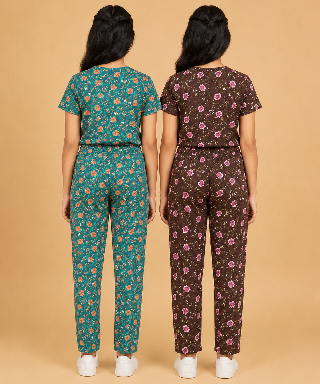 Girls Cotton All-Over Printed T-Shirt & Full-Length Pant Night Suit | Age - 9 to 15 Years | Pack of 2 Sets