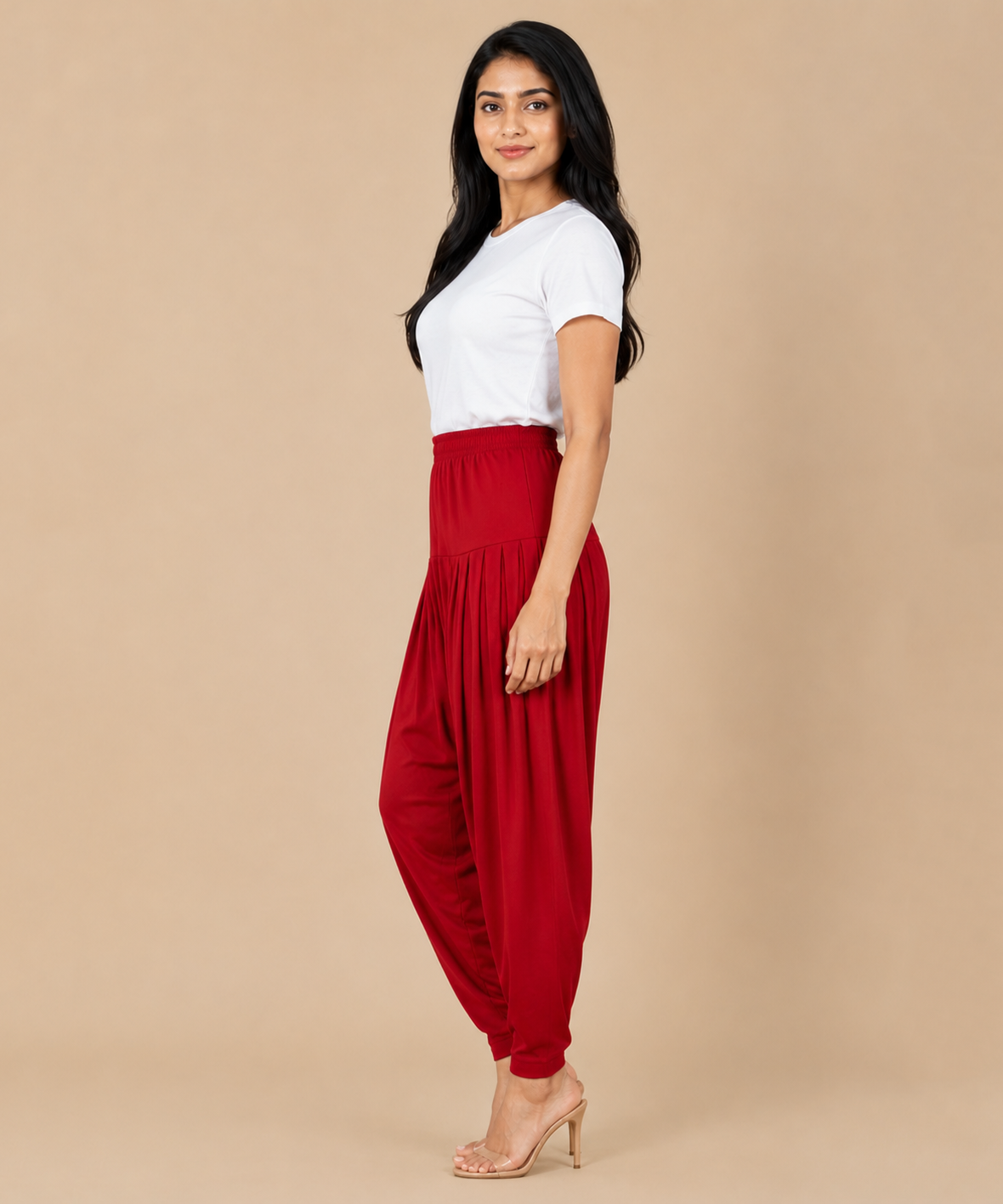 Women's Solid Red Color Patiala Pant | Size L, XL, 2XL, 3XL | Comfortable Ethnic Salwar Bottom for Daily Wear