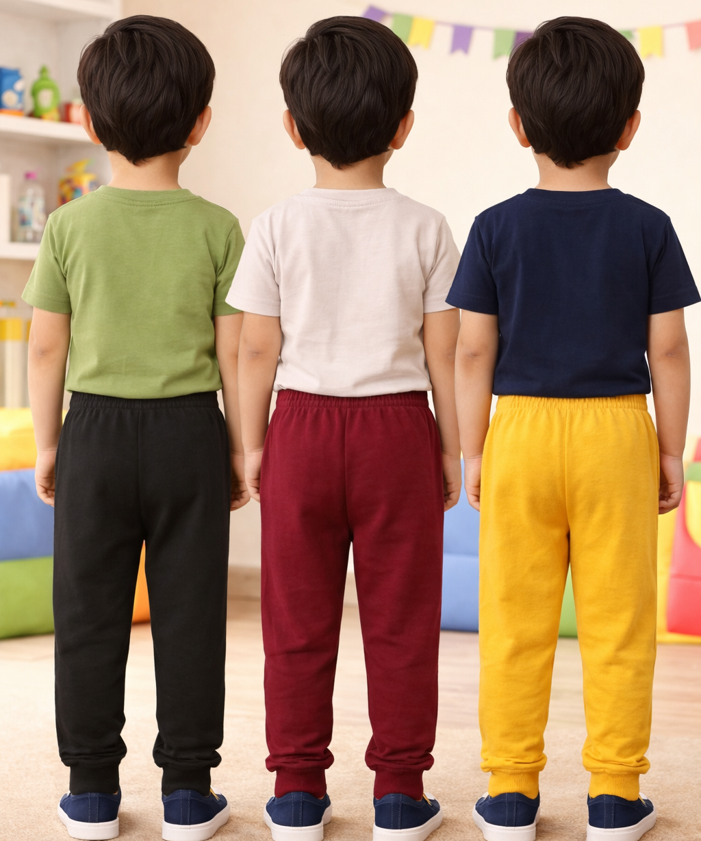 Cotton Track Pant with Bottom Cuff | Random Cartoon Printed | Age 0 to 5 Years (Pack of 3 Pieces)