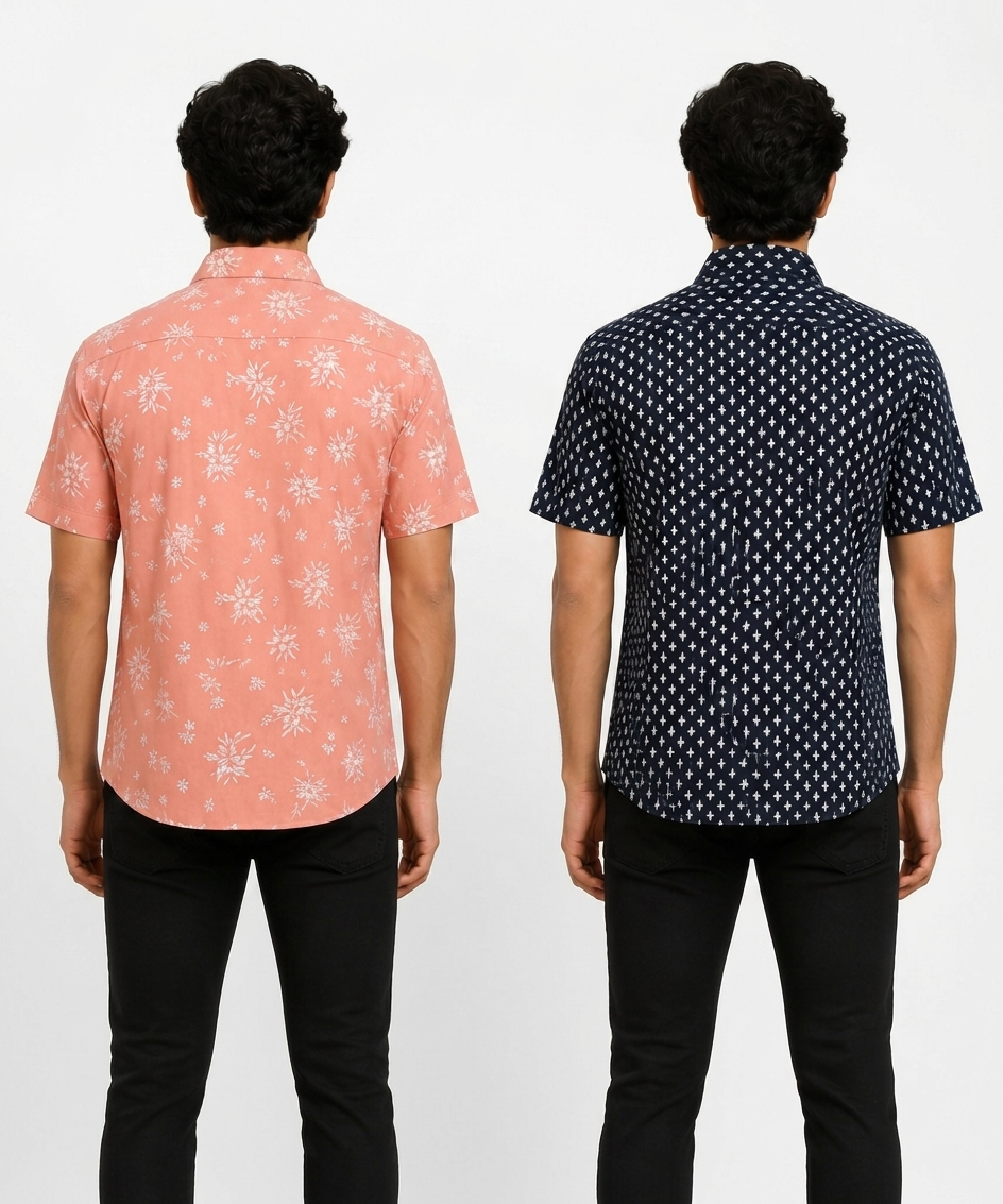 Men's Printed Casual Half Sleeve Shirt | Size - L,XL,2XL | Regular Fit Summer Resort Shirts for Men | Pack Of 2 Piece Combo