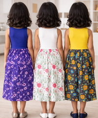 Rayon Floral Printed Skirt | Casual wear for Girl Kids Age 1 To 6 Years (Pack of 3)