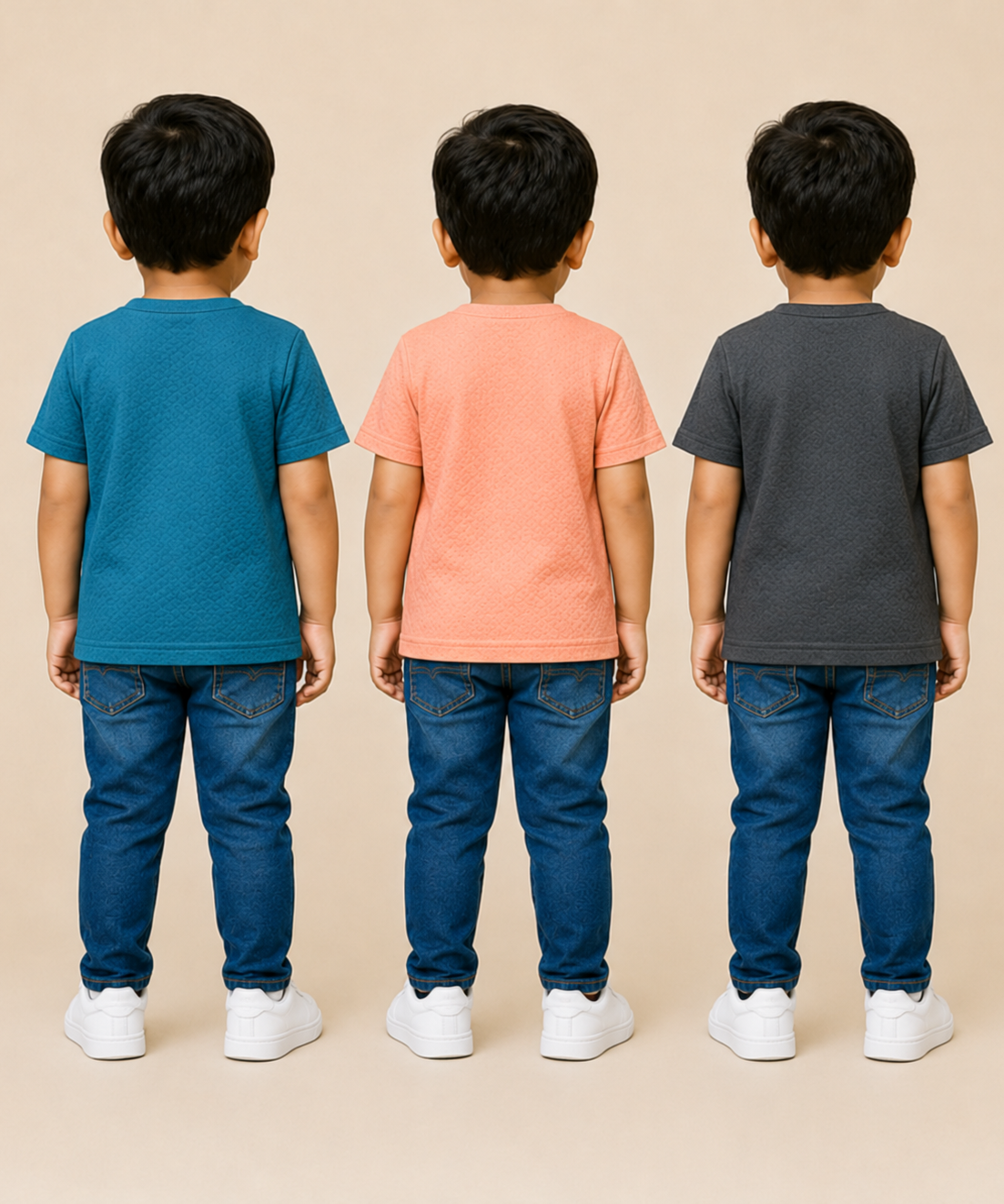 Kids Boys Popcorn Stripes Half Sleeve T-Shirt | Age 3 to 6 Years (Pack of 3 Pieces)