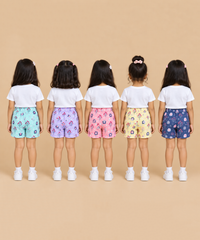 Girls Printed Cotton Shorts | Soft Elastic Waist Casual Shorts | Age 4 to 12 Years (Pack of 5 Pieces)