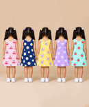 Girls 100% Cotton All Over Printed 2 To 5 Years Gown Dress/Frock Dress (Pack of 5)