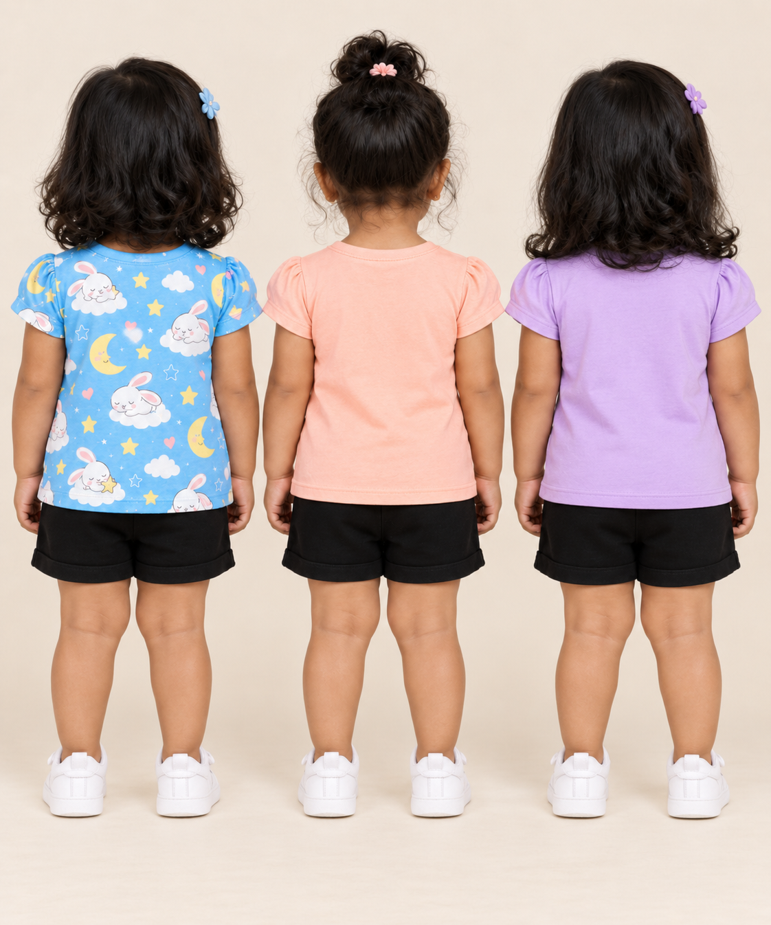 Baby Girls All Over Printed Cotton T-Shirt Multi Colour | Age 3 to 24 Months (Pack of 3 Pieces)