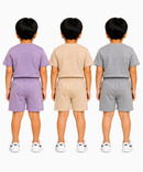 Kids Typography Print T-Shirt & Shorts Co-Ord Set for Boys | Age 6 Months-3 Years | Pack Of 3 Set Combo