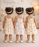 Girl Baby Sleeveless Cotton Frock Printed with Underwear | Age 0 to 6 Months (Pack of 3 Pieces)