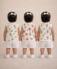 Baby Girls Sleeveless Muslin Cotton Printed Jebla Vest | 3–12 Months (Pack of 3)