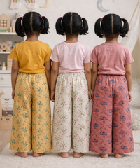 Printed Palazzo Pant | Casual Night wear for Girl Kids Age 4 To 10 Years (Pack of 3)