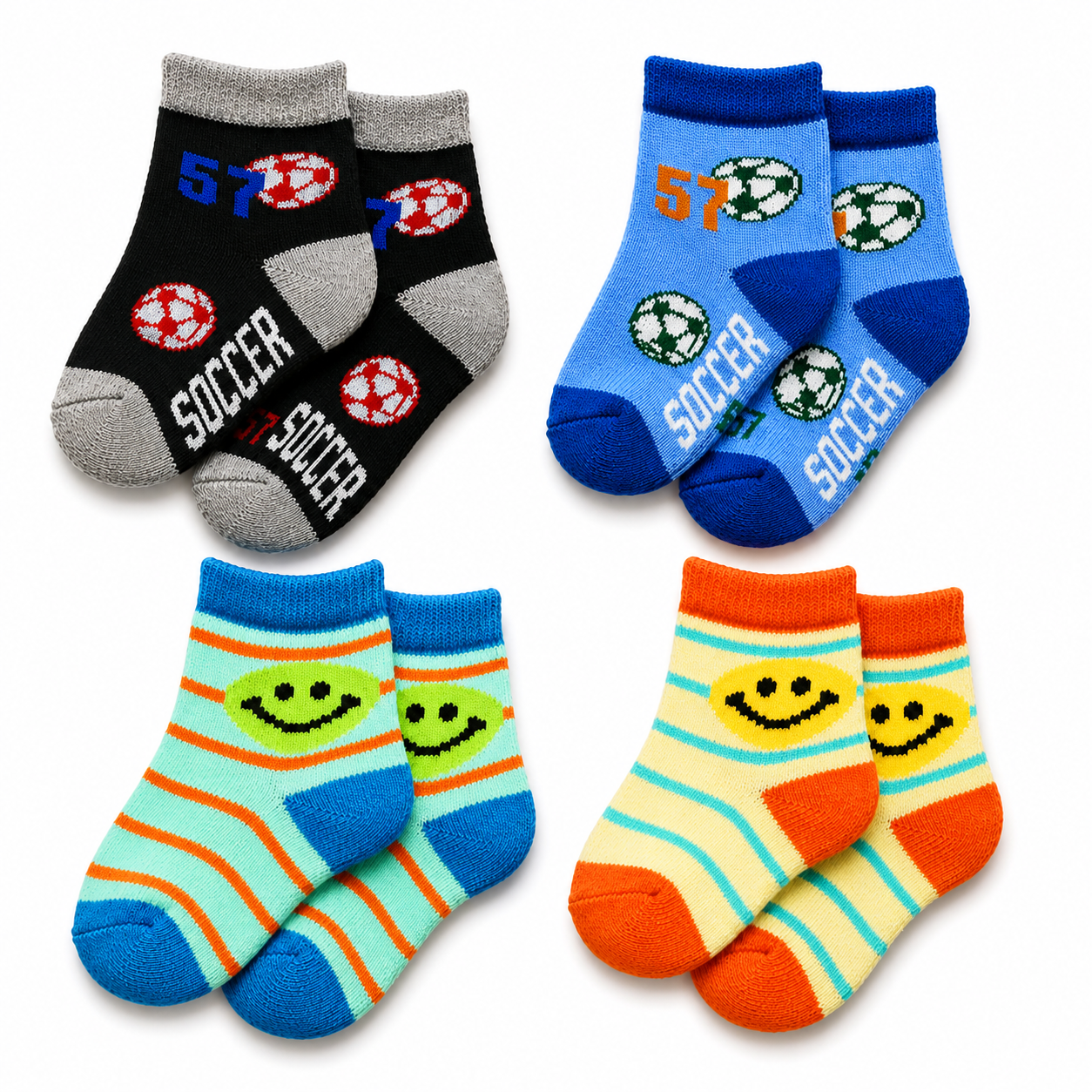Cute Cartoon Ankle Socks for Baby Kids Casual Wear Multicolor |  Pack of 4 Combo