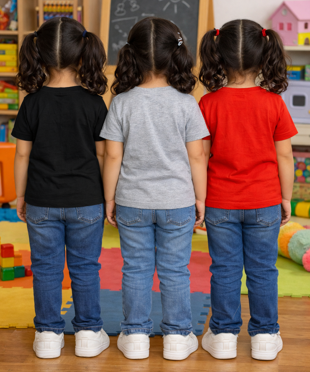 Kids Cotton Girls Tshirt Plain Multi Color | Age 0 to 6 Years (Pack of 3 Pieces)