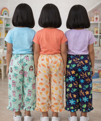 Pure Cotton Pajama Pant for Casual wear for Girl Kids Age 0 To 6 Years (Pack of 3)