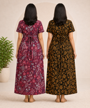 Maternity Feeding Maxi Dress | Nursing Friendly Nighty Style (Pack of 2 Pieces)