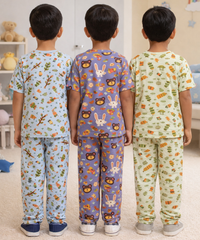 Boys Cotton Cartoon Printed Kids Co-ord Set Combo | Age 0 to 5 Years | T-shirt & Track pant (Combo Set Pack of 3)