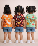 Kids Girls Cotton Printed T-shirt | 0 to 3 Years (Pack Of 3 Pieces)