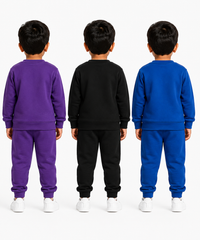 Boys Full Sleeve Cotton Winter Co-Ord Set | Typography Chest Printed Sweatshirt & Jogger Track Pant | Age 1 to 4 Years (Pack of 3 Sets)