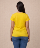 Premium Woman Half Sleeve T-Shirt / Round Neck Printed T-Shirt / Yellow Color