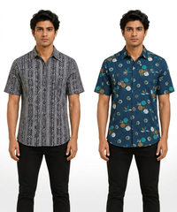 Men's Printed Casual Half Sleeve Shirt | Size - L,XL,2XL | Regular Fit Summer Resort Shirts for Men | Pack Of 2 Piece Combo