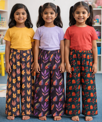 Printed Palazzo Pant | Casual Night wear for Girl Kids Age 4 To 10 Years (Pack of 3)