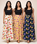 Rayon Floral Printed Skirt for Women Casual & Party Wear | Combo (Pack of 3)