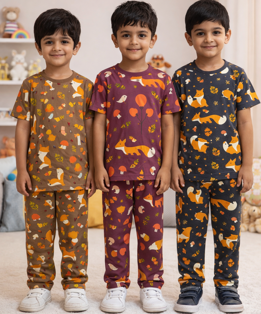 Boys Cotton Cartoon Printed Kids Co-ord Set Combo | Age 0 to 5 Years | T-shirt & Track pant (Combo Set Pack of 3)