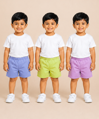 Pure Cotton Plain Shorts for Boys Kid with Elastic Age 3 Months to 4 Years (Pack of 3)
