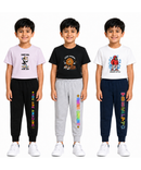Boys Graphic Printed T-Shirt & Typography Track Pant Co-Ord Set | Age 2-5 Years | Pack Of 3 Set