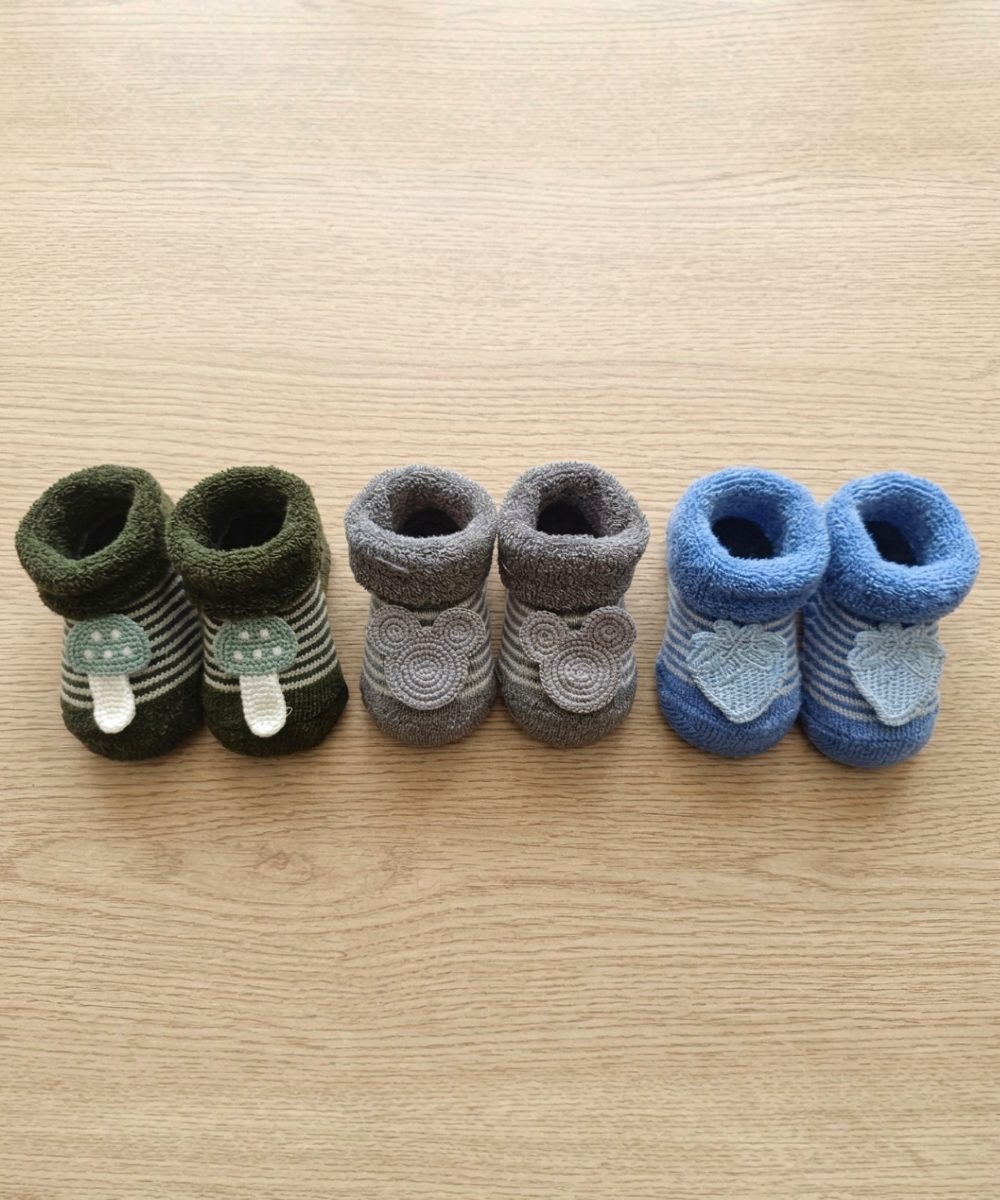 Soft Cotton Baby Booties | 0 to 12 Months | Pack of 3 Pairs Set