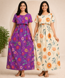 Maternity Feeding Maxi Dress | Nursing Friendly Nighty Style (Pack of 2 Pieces)