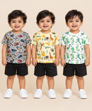 Baby Boys All Over Printed Cotton T-Shirt Multi Colour | Age 0 to 36 Months (Pack of 3 Pieces)