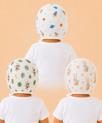Baby Muslin Cotton Printed Bonnet Cap with Chin Tie – Soft & Comfortable Infant Headwear | 0–12 Months (Pack of 3)