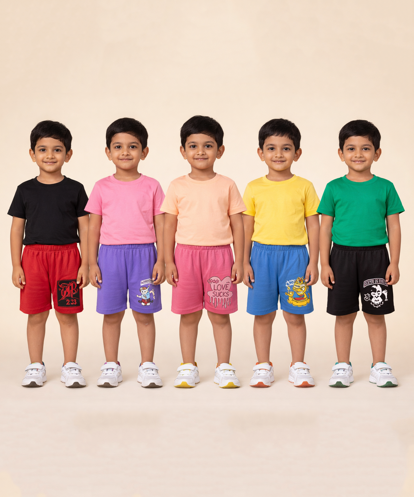 Boy Kid Cotton Printed Shorts | Random Cartoon Printed | Age 1 to 6 Years (Pack of 5 Pieces)