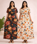 Maternity Feeding Maxi Dress | Nursing Friendly Nighty Style (Pack of 2 Pieces)