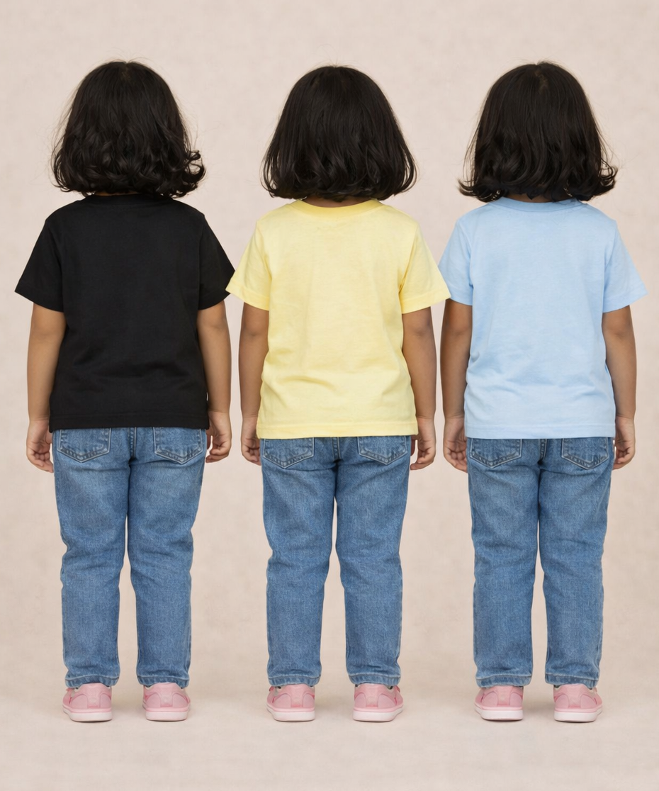Kids 100% Cotton Fine Tshirt With Printed Multi Colour | Age 1 to 6 Years (Pack of 3 Pieces)