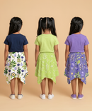 Cotton Fish Midi Floral Printed Skirt | Casual wear for Girl Kids Age 2 To 9 Years (Pack of 3)