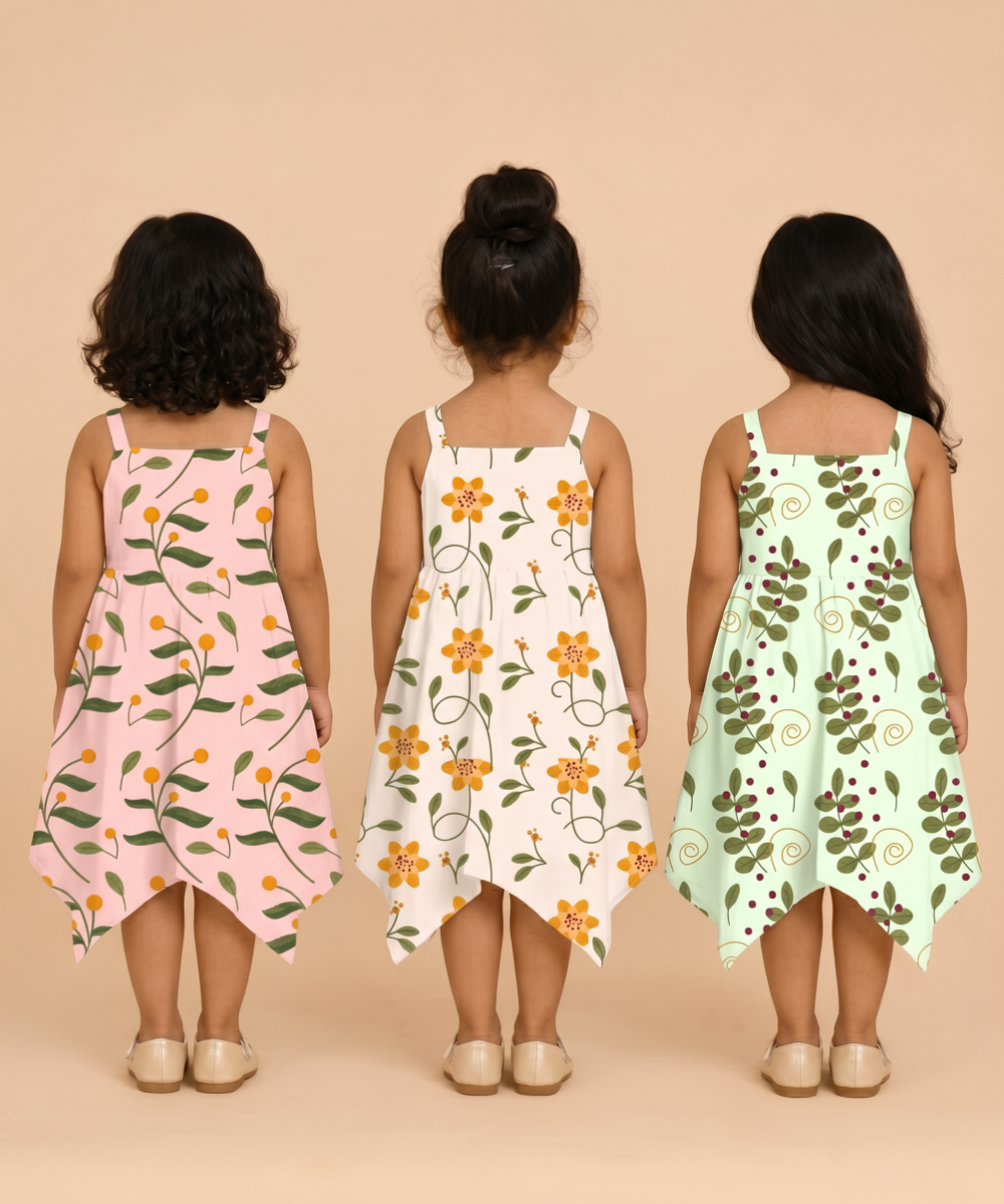 Fish Frock Floral Printed | Casual wear for Girl Kids Age 1 To 6 Years (Pack of 3)