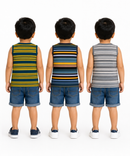 Cotton Stripes Kids Sleeveless Tshirt (Pack of 3)
