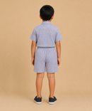 Polyester Checked Shirt and Shorts Set for Boy Kids Casual Wear Half Sleeve Co-Ord Set with Elastic Waist Shorts | Age 6 to 7 Years