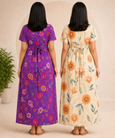 Maternity Feeding Maxi Dress | Nursing Friendly Nighty Style (Pack of 2 Pieces)