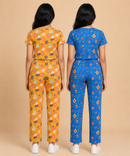Girls Cotton All-Over Printed T-Shirt & Full-Length Pant Night Suit | Age - 9 to 15 Years | Pack of 2 Sets