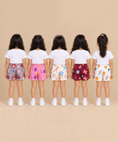 Girls Printed Cotton Shorts | Soft Elastic Waist Casual Shorts | Age 4 to 12 Years (Pack of 5 Pieces)