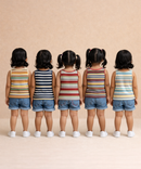 Cotton Stripes Kids Girls Sleeveless T-shirt (Pack of 5)