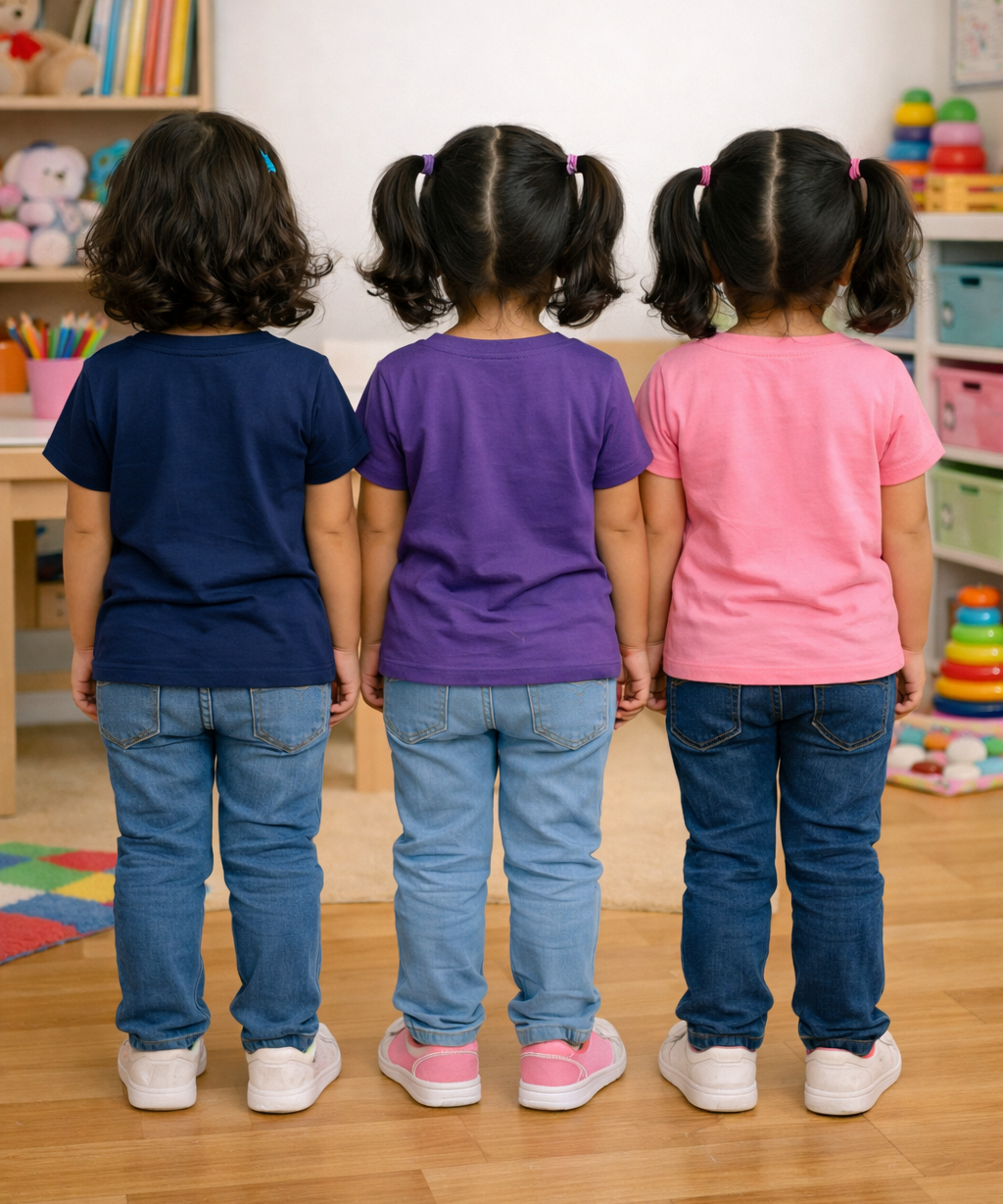 Kids Cotton Girls Tshirt Plain Multi Color | Age 0 to 6 Years (Pack of 3 Pieces)