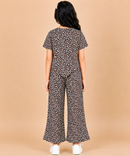 Girls Leopard Printed Co-Ord Set for Kids | Half Sleeve Top & Flared Palazzo Pant Set | Age 1-10 Years | Casual Wear Outfit for Girl Kids