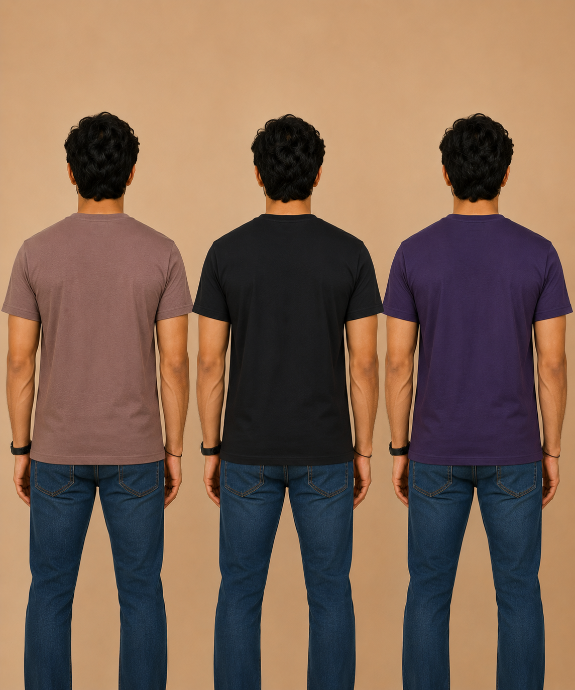 Men's Half Sleeve Printed Round Neck T-Shirt Combo (Pack of 3)