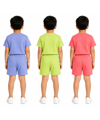 Kids Cartoon Print T-Shirt & Shorts Co-Ord Set for Boys | Age 6 Months-3 Years | Pack Of 3 Set Combo