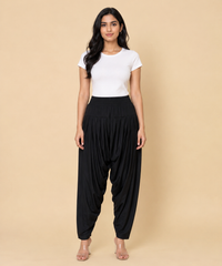 Women's Solid Black Color Patiala Pant | Size L, XL, 2XL, 3XL | Comfortable Ethnic Salwar Bottom for Daily Wear