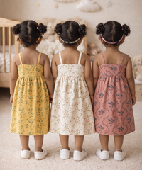 Girl Baby Sleeveless Cotton Frock Printed with Underwear | Age 0 to 6 Months (Pack of 3 Pieces)