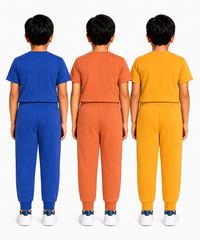 Boys Graphic Printed T-Shirt & Typography Track Pant Co-Ord Set | Age 2-5 Years | Pack Of 3 Set