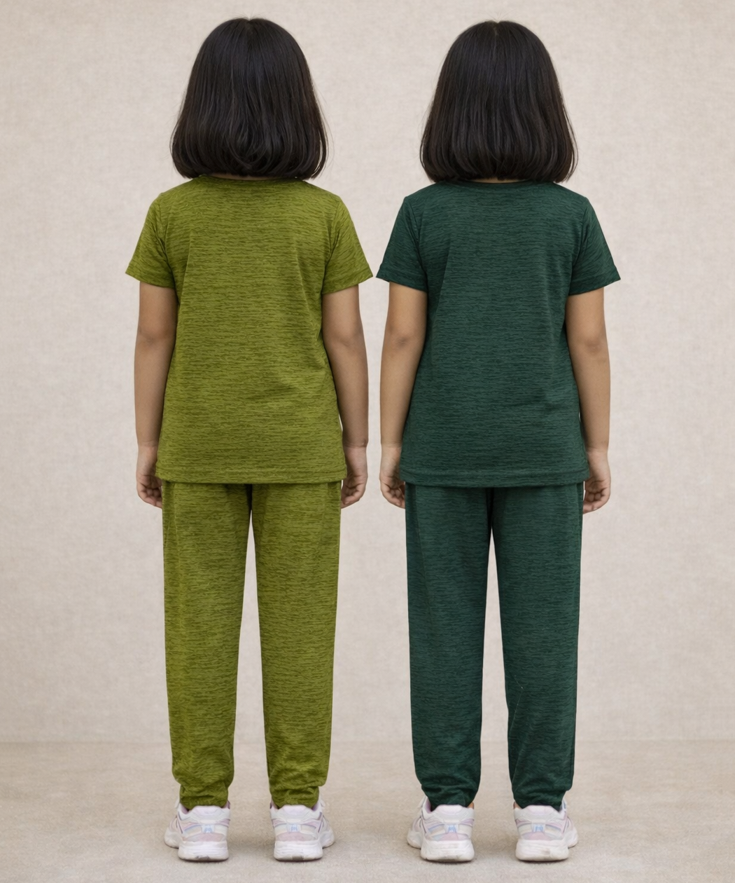 Girls Textured Polyester Co-ord Set | Half Sleeve Top & Pants | Pack of 2 Pieces